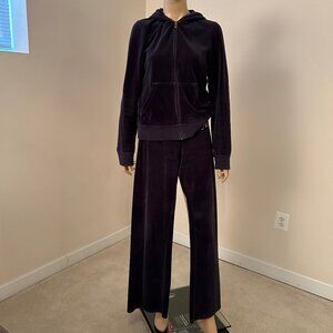 JUICY COUTURE VELOUR BLING TRACKSUIT, JACKET LARGE, PANTS MEDIUM - BLUE